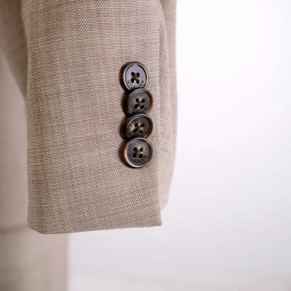 Tommy‎ Hilfiger Brown Tan Sharkskin Wool 44R 2 Button Blazer
